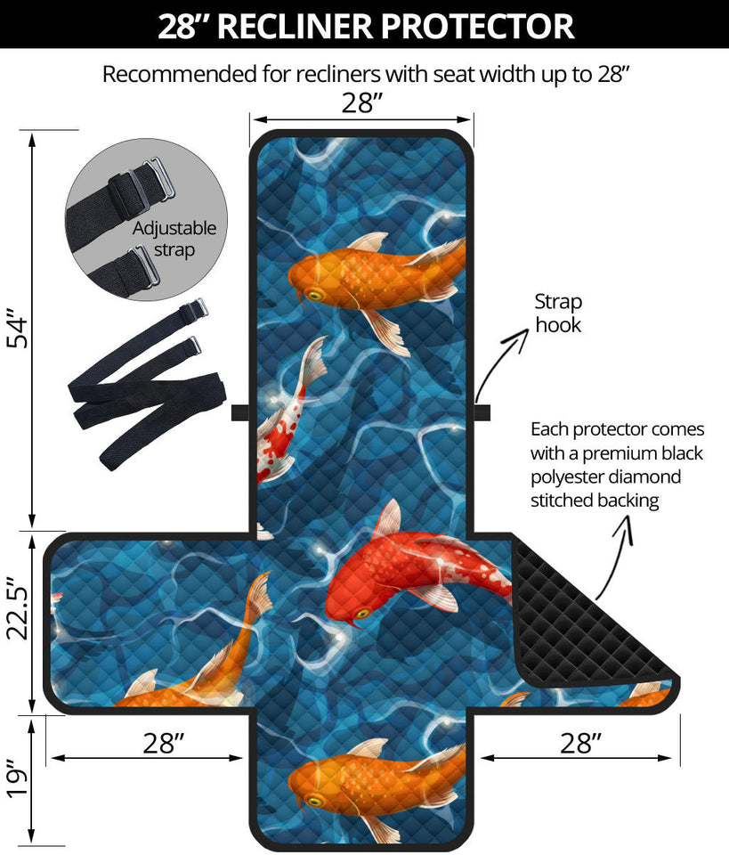 Koi Fish Carp Fish in Water Pattern Recliner Cover Protector