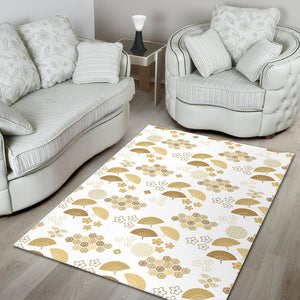 Gold Fan Japanese Pattern Area Rug