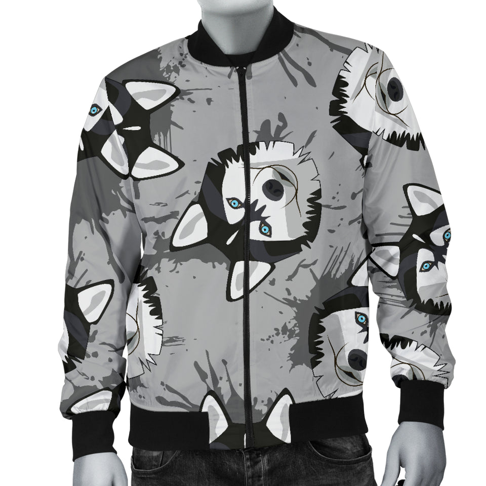 Siberian Husky Pattern Theme Men Bomber Jacket