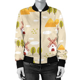 Windmill Pattern Women Bomber Jacket