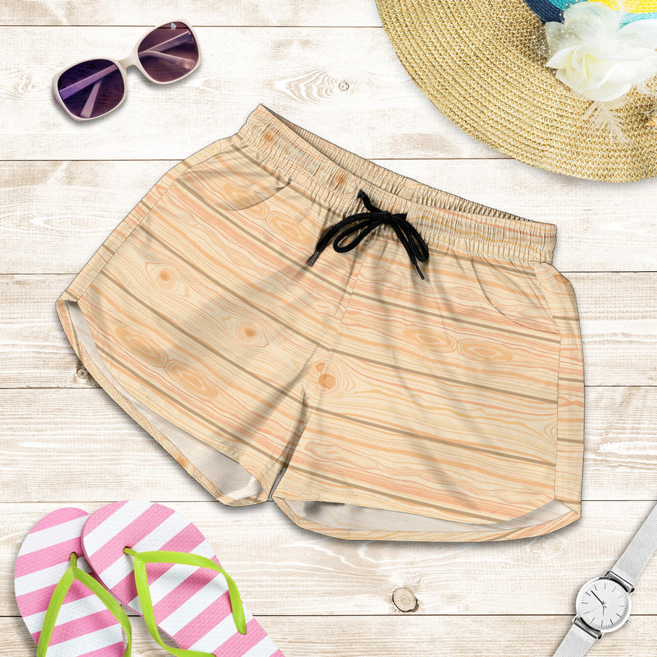 Wood Printed Pattern Print Design 05 Women Shorts