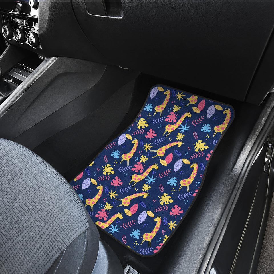 Giraffe Pattern Print Design 04 Front and Back Car Mats