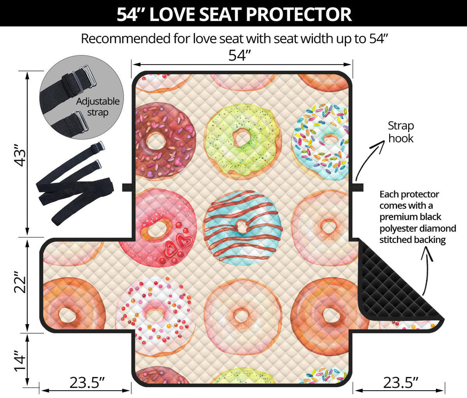 Donut Pattern Loveseat Couch Cover Protector