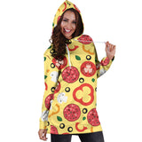 Pizza Tomato Salami Texture Pattern Women Hoodie Dress