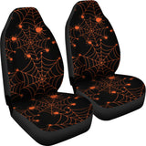 Orange Cobweb Spider Web Pattern Universal Fit Car Seat Covers