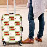 Red Chili Pattern Green White background Luggage Covers