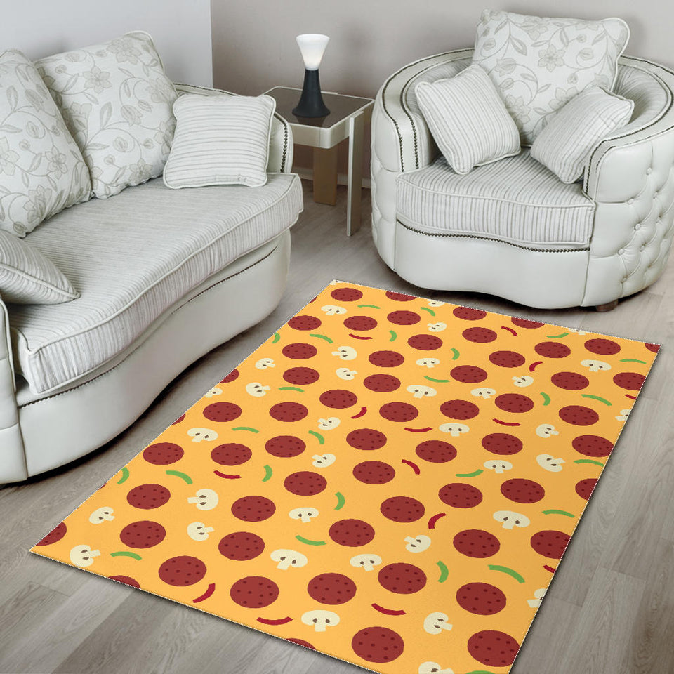 Pizza Salami Mushroom Texture Pattern Area Rug