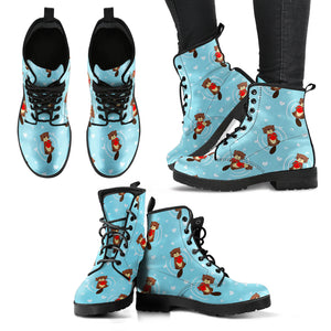 Otter Heart Pattern Leather Boots