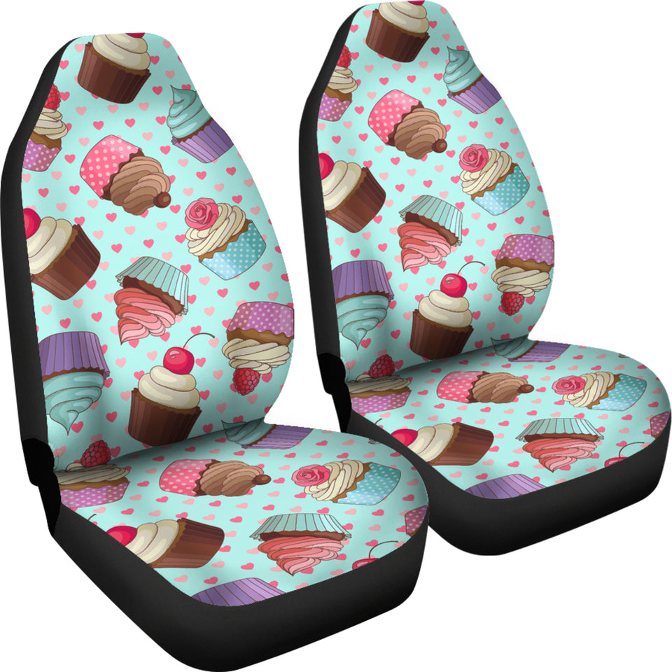 Cup Cake Heart Pattern Universal Fit Car Seat Covers