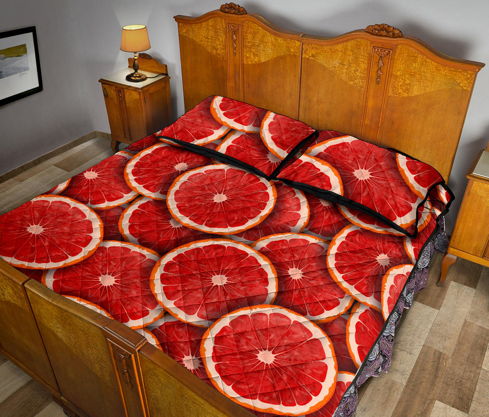 Sliced Grapefruit Pattern Background Quilt Bed Set