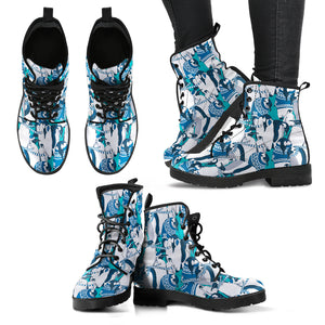 Penguin Pattern Leather Boots