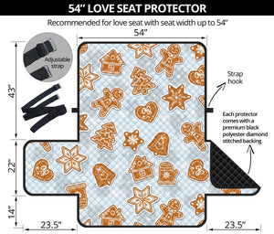 Christmas Gingerbread Cookie Pattern background Loveseat Couch Cover Protector