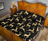 Gold Deer Pattern Quilt Bed Set