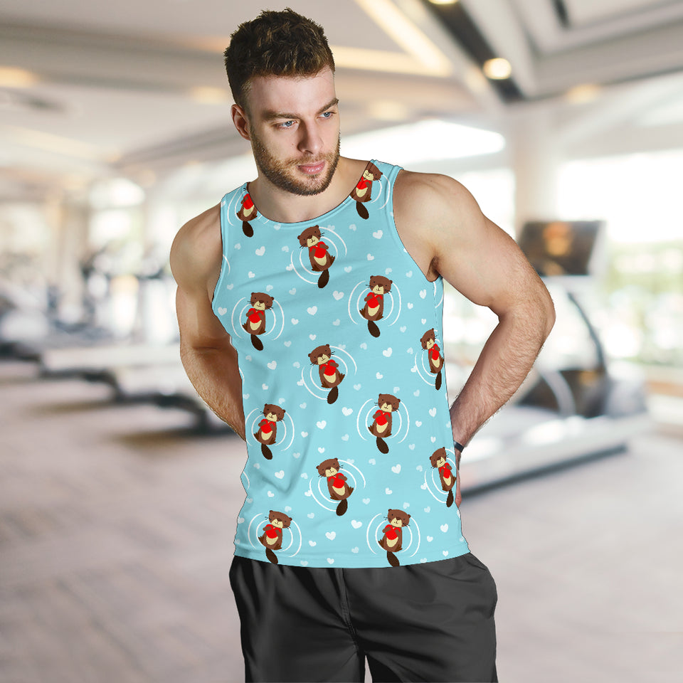 Otter Heart Pattern Men Tank Top