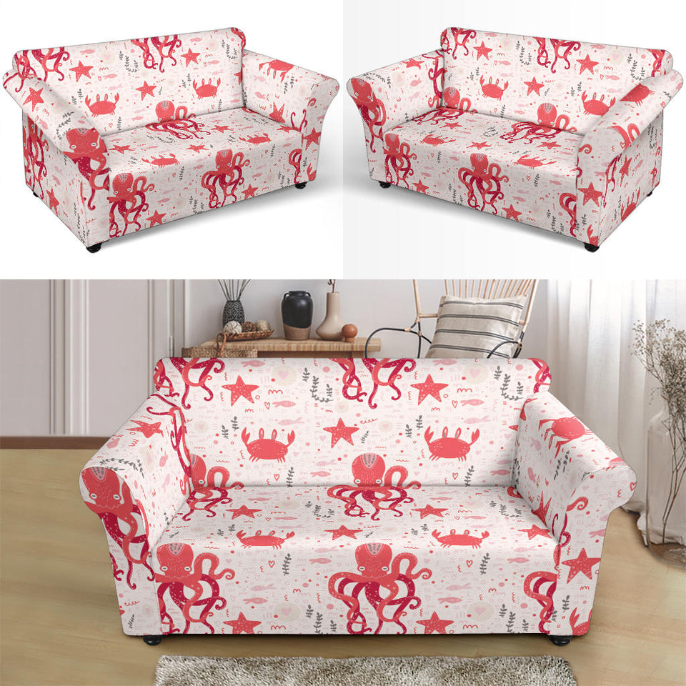 Octopus  Crab Starfish Pattern Loveseat Couch Slipcover