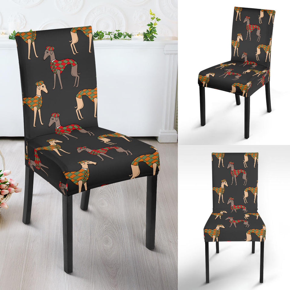 Greyhound Pattern Print Design 01 Dining Chair Slipcover