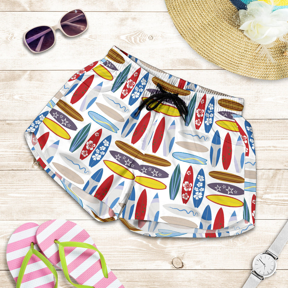 Surfboard Pattern Print Design 02 Women Shorts
