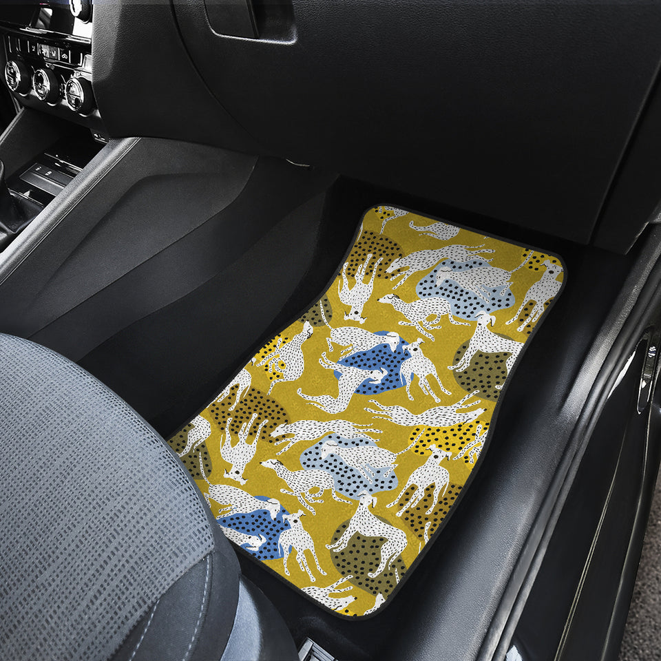 Greyhound Pattern Print Design 02 Front and Back Car Mats