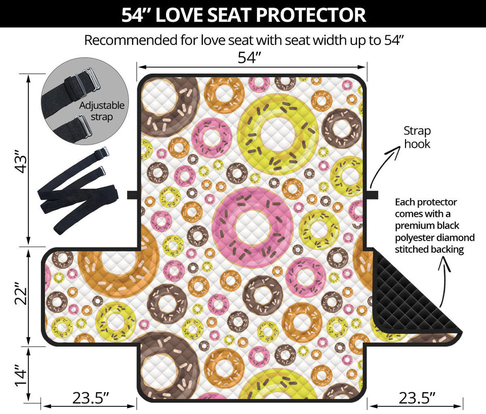 Colorful Donut Pattern Loveseat Couch Cover Protector