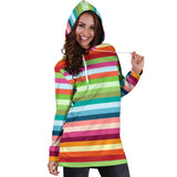 Rainbow Pattern Women Hoodie Dress