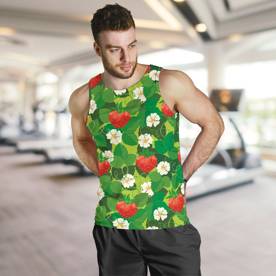 Strawberry Leaves Pattern Men Tank Top