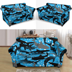 Shark Pattern Background Loveseat Couch Slipcover