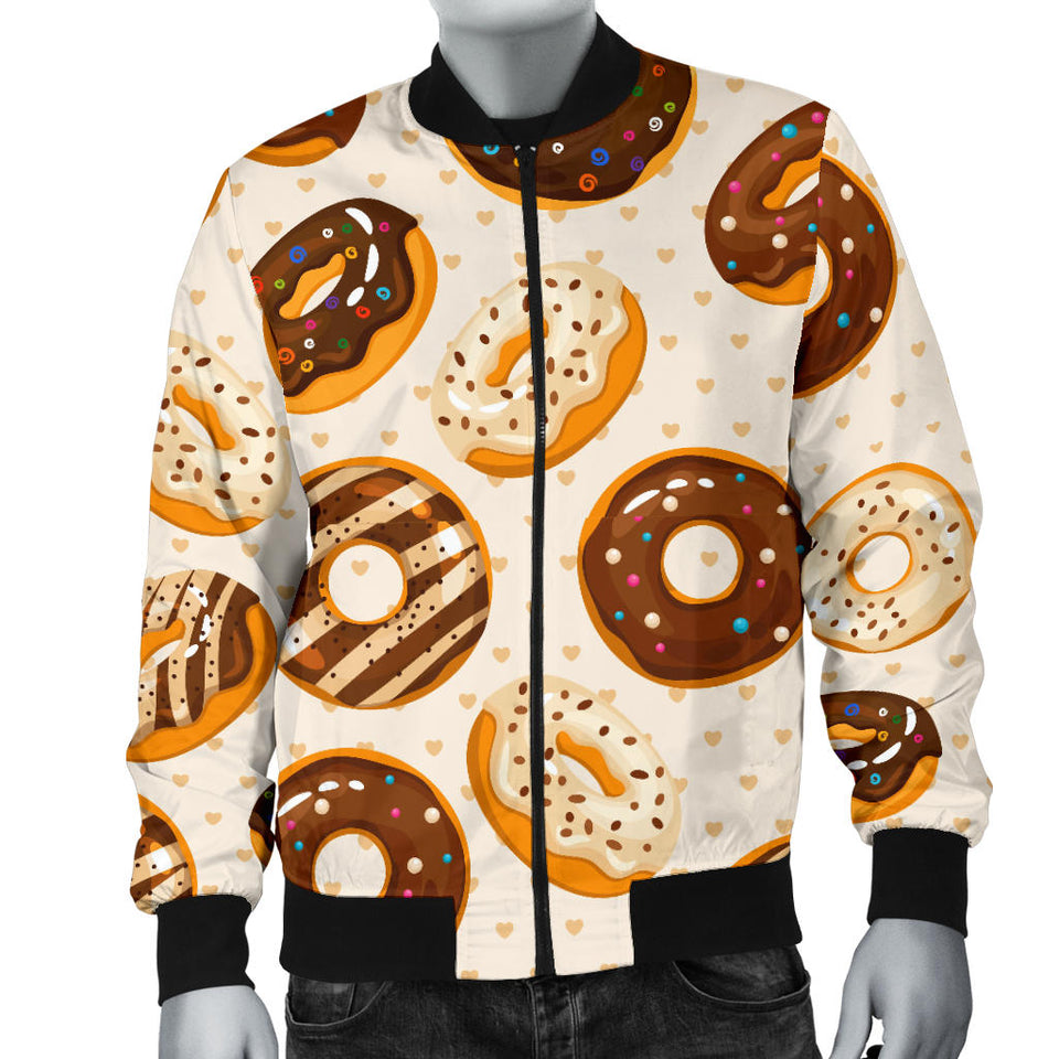 Chocolate Donut Pattern Men Bomber Jacket