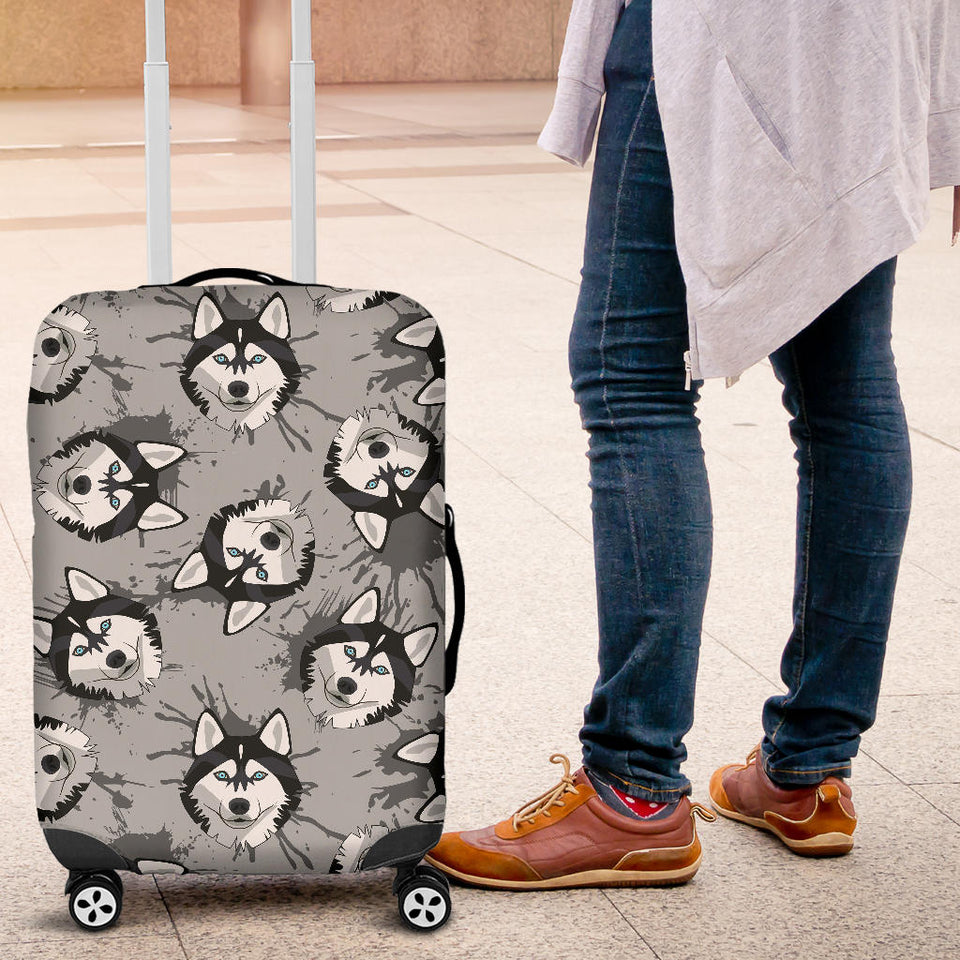 Siberian Husky Pattern Theme Luggage Covers