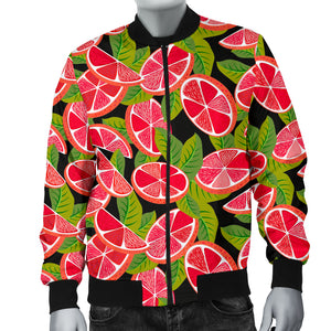 Grapefruit Leaves Pattern Men Bomber Jacket