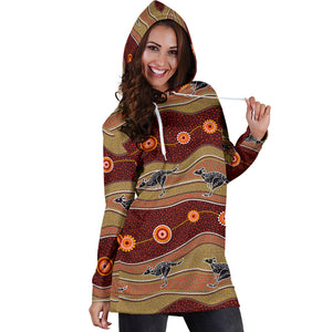 Kangaroo Aboriginal Pattern Women Hoodie Dress