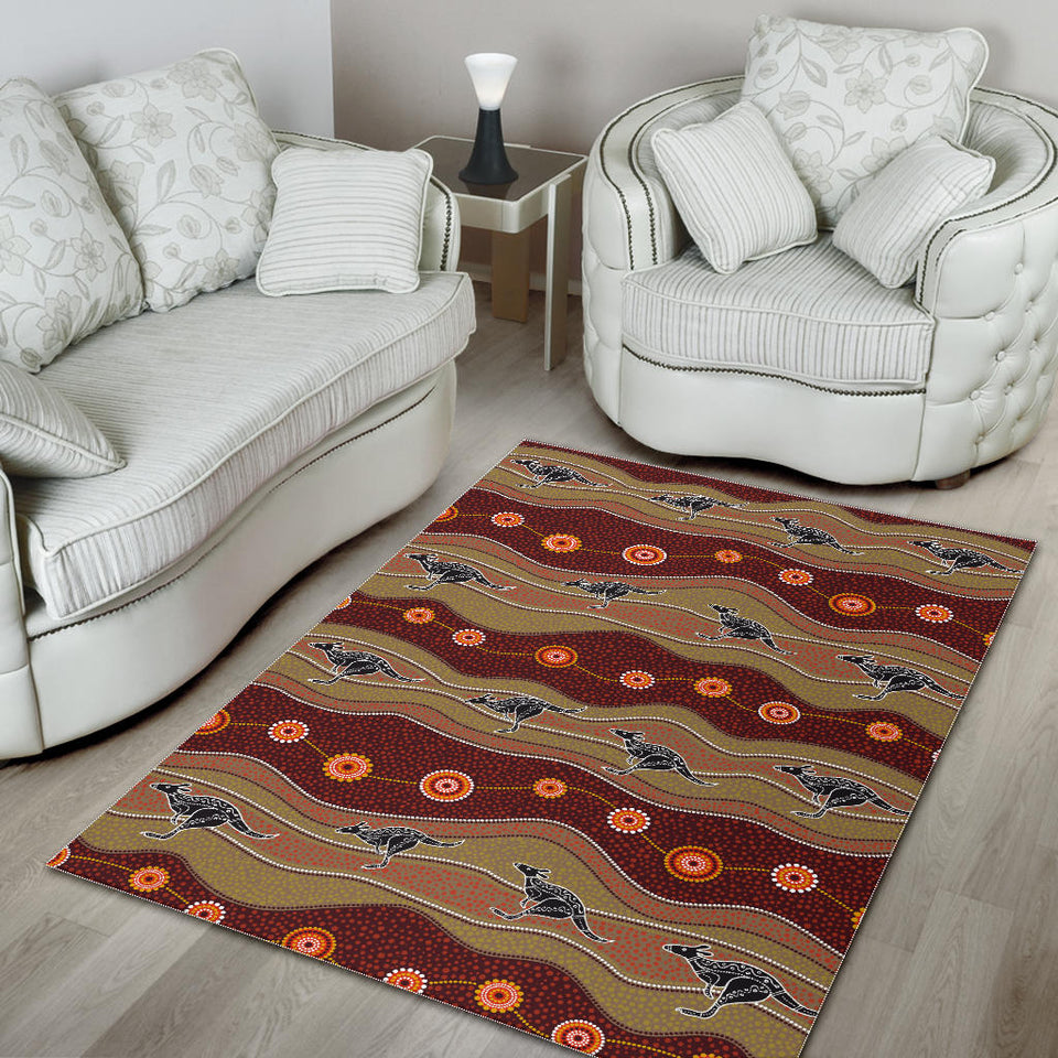 Kangaroo Aboriginal Pattern Area Rug