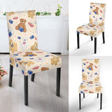 Teddy Bear Pattern Print Design 01 Dining Chair Slipcover
