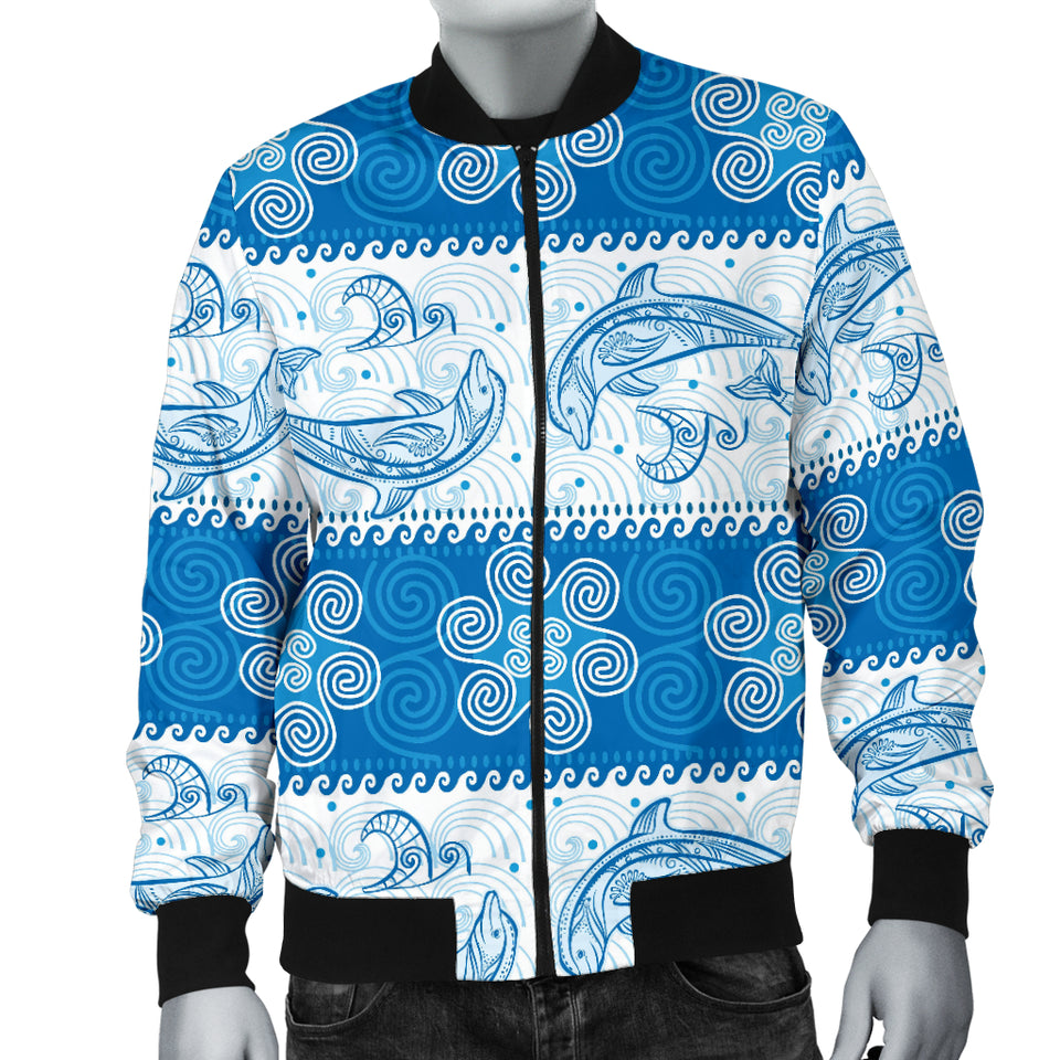 Dolphin Tribal Pattern Men Bomber Jacket