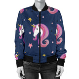 Unicorn Head Pattern Women Bomber Jacket