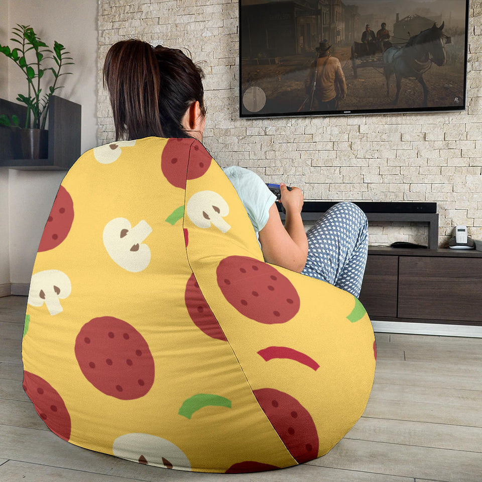 Pizza Salami Mushroom Texture Pattern Bean Bag Cover