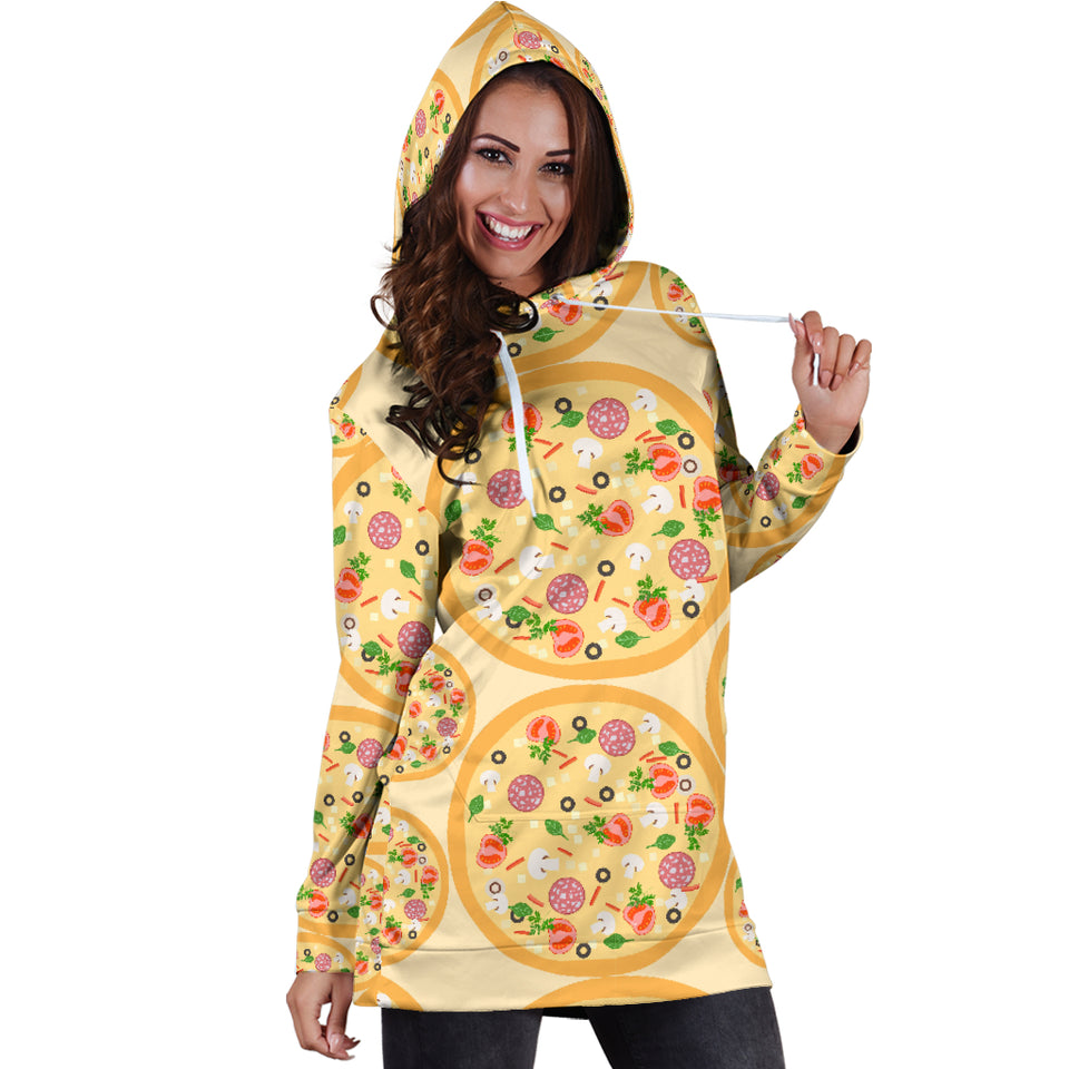 Pizza Theme Pattern Women Hoodie Dress