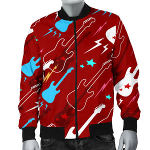 Electical Guitar Red Pattern Men Bomber Jacket