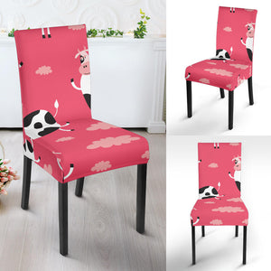 Cow Pattern Pink Background Dining Chair Slipcover