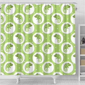 Chameleon Lizard Circle Pattern Shower Curtain Fulfilled In US