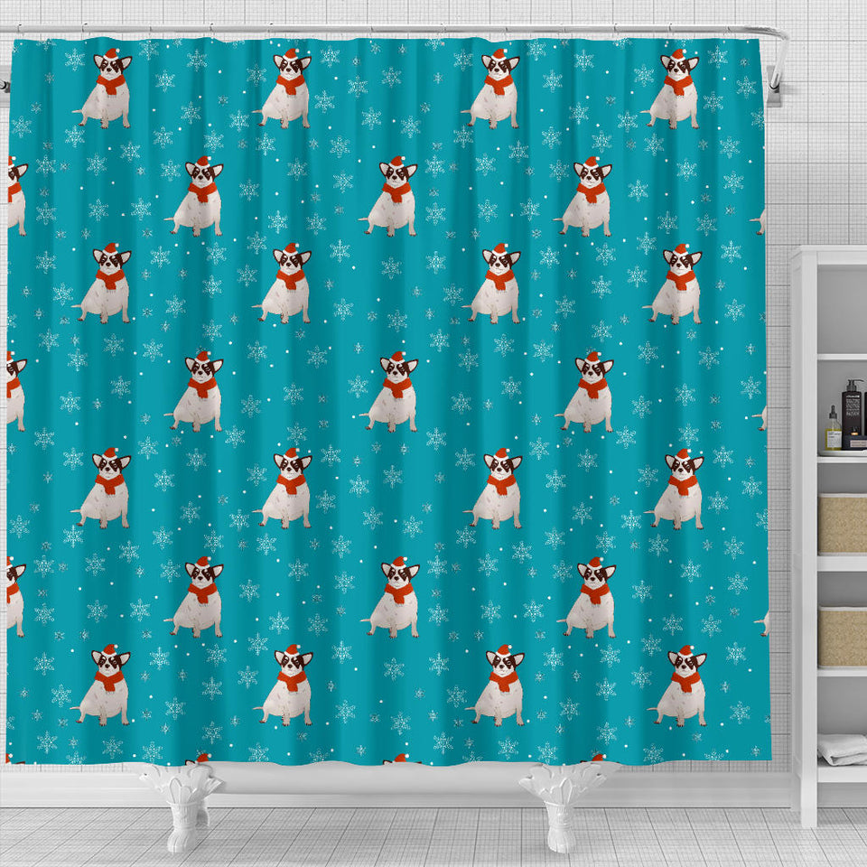 Fat Chihuahua Christmas Pattern Shower Curtain Fulfilled In US