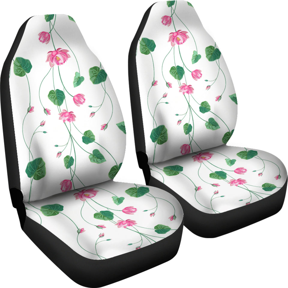 Pink Lotus Waterlily Flower Pattern Universal Fit Car Seat Covers