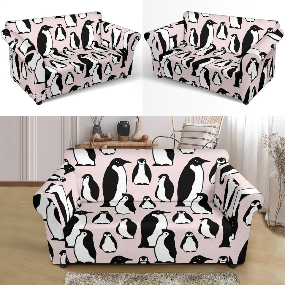 Penguin Pattern Background Loveseat Couch Slipcover