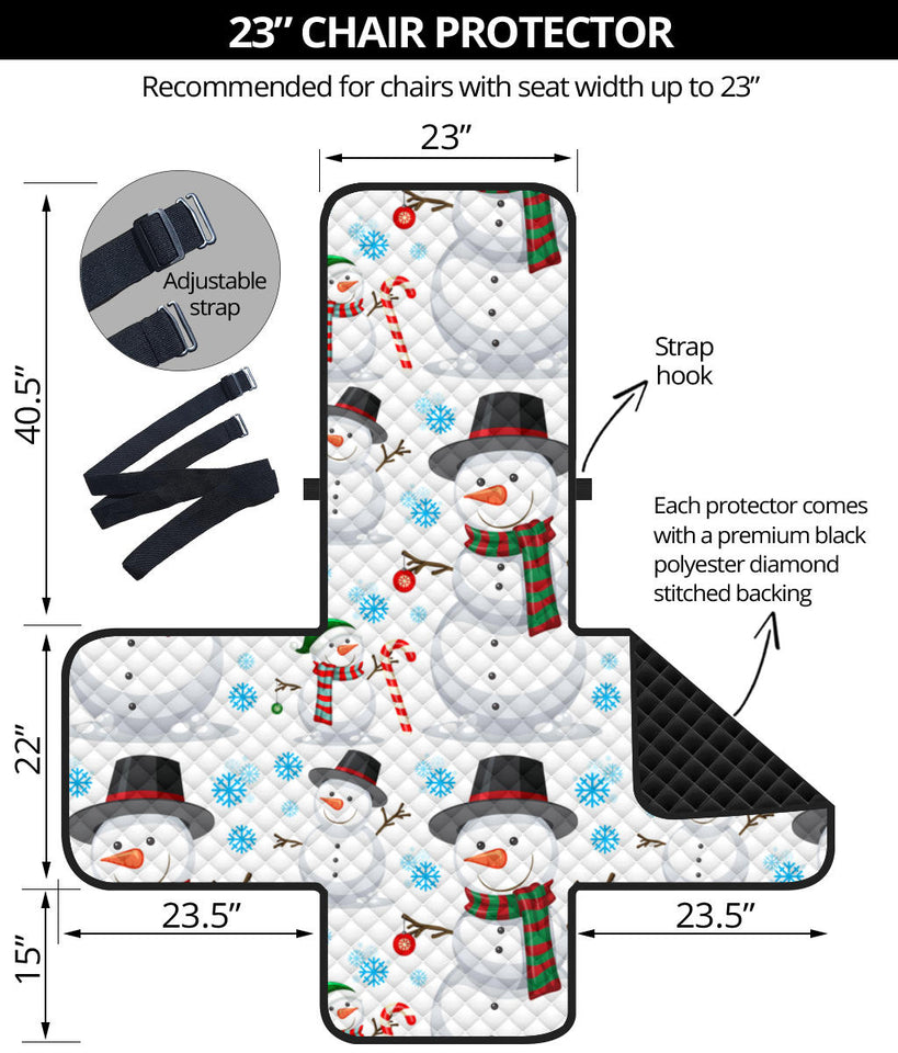 Snowman Pattern Background Chair Cover Protector