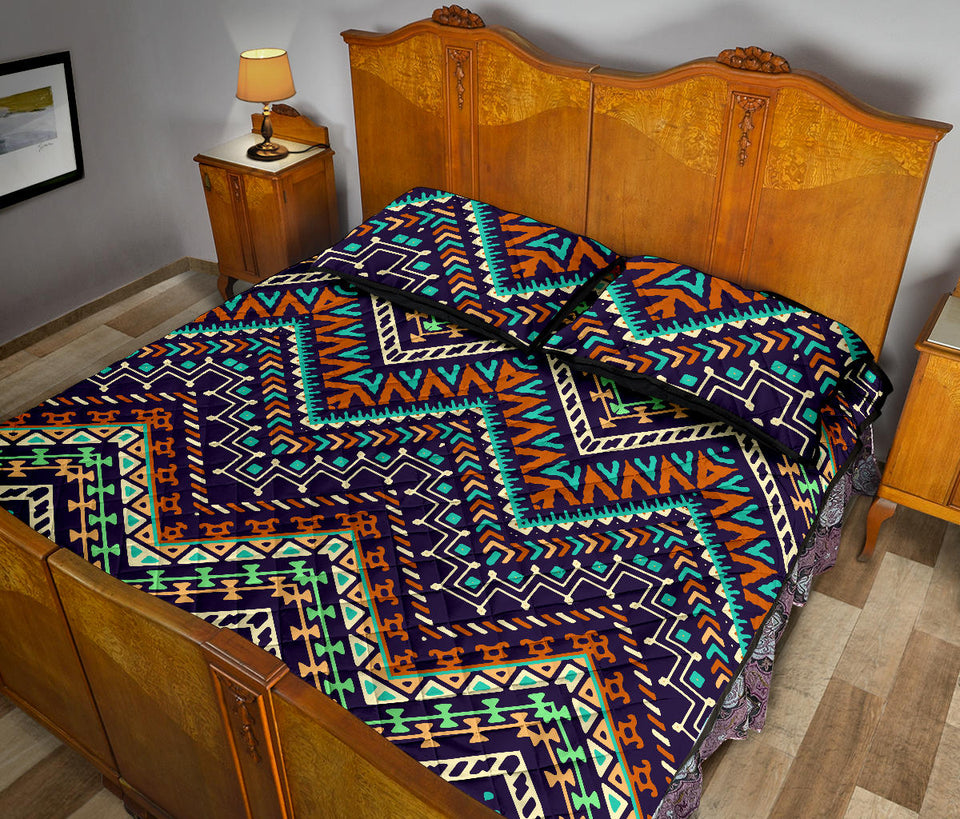 Zigzag Chevron African Afro Dashiki Adinkra Kente Pattern Quilt Bed Set