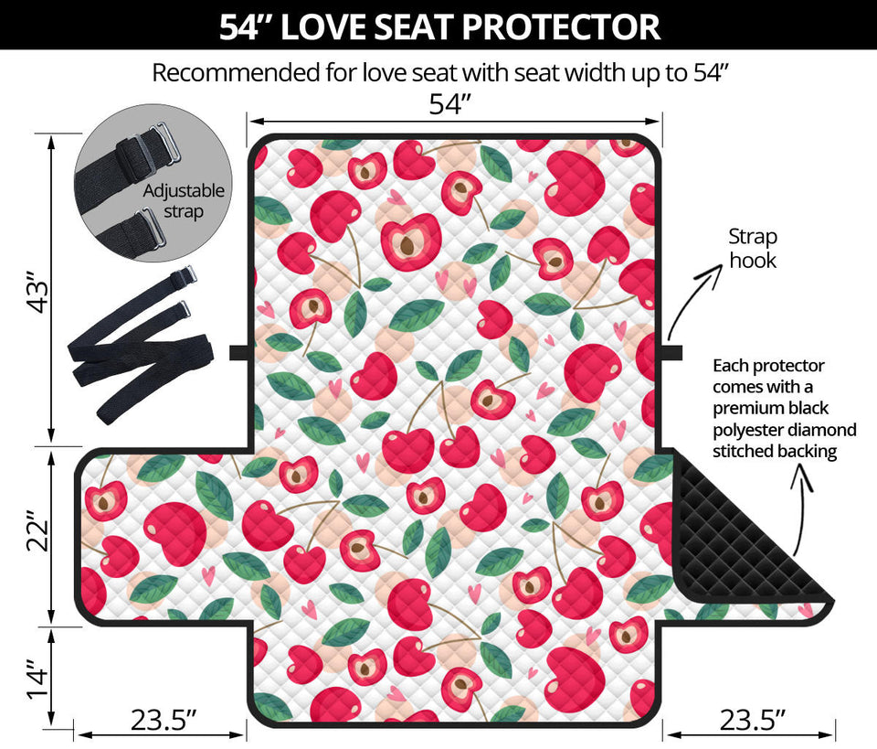 Cherry Heart Pattern Loveseat Couch Cover Protector