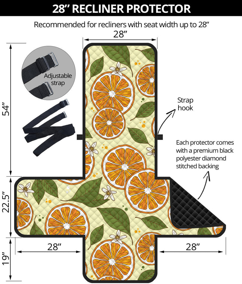 Sliced Orange Leaves  Pattern Recliner Cover Protector