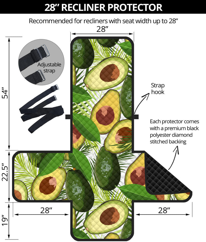 Avocado Leaves Pattern Recliner Cover Protector