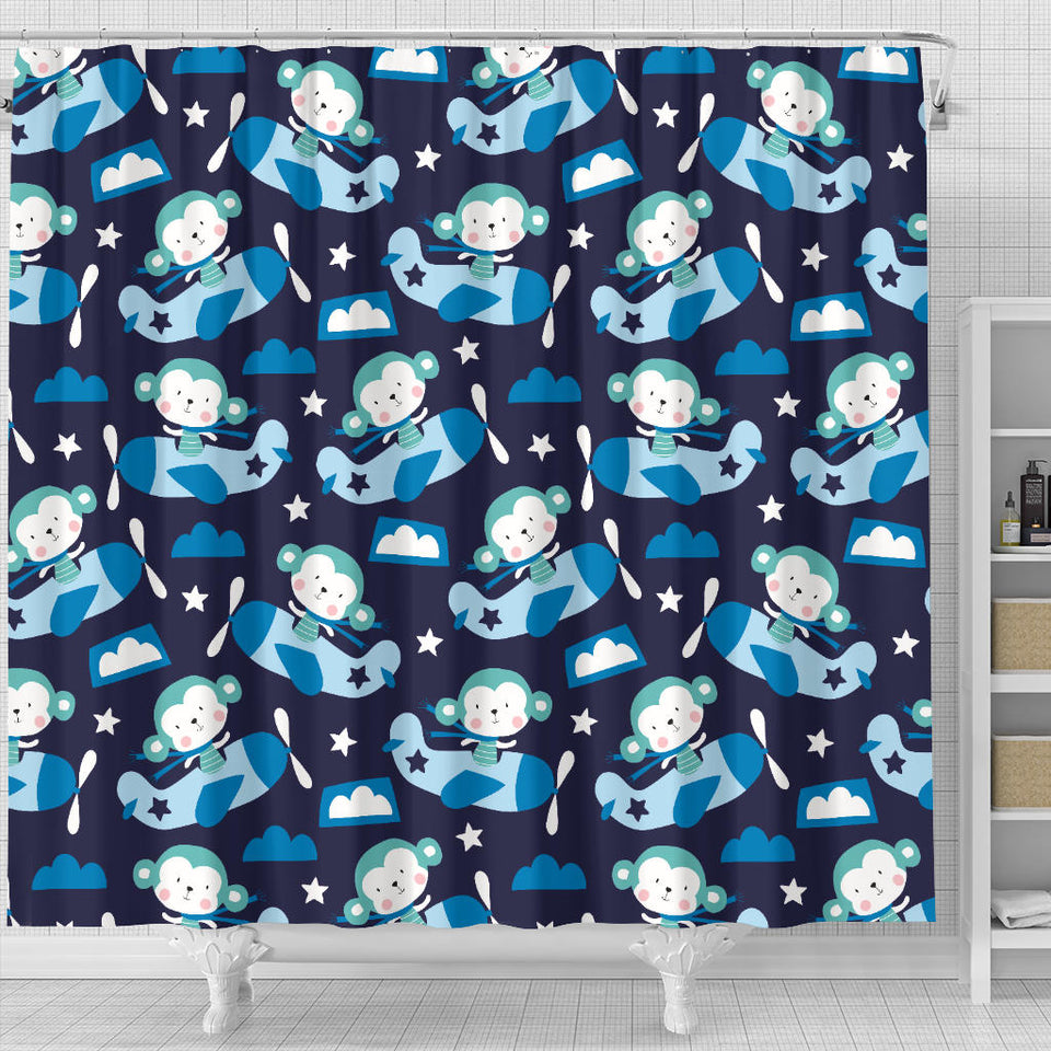 Monkey in Airplane Pattern Shower Curtain Fulfilled In US