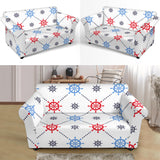 Nautical Steering Wheel Rudder Pattern Loveseat Couch Slipcover