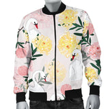 Swan Flower Pattern Men Bomber Jacket